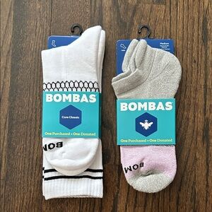 Bombas White, Gray, and Pink Ankle Socks